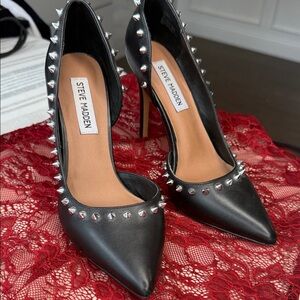 Steve Madden Black Pointed Stiletto Pumps with Silver Studs